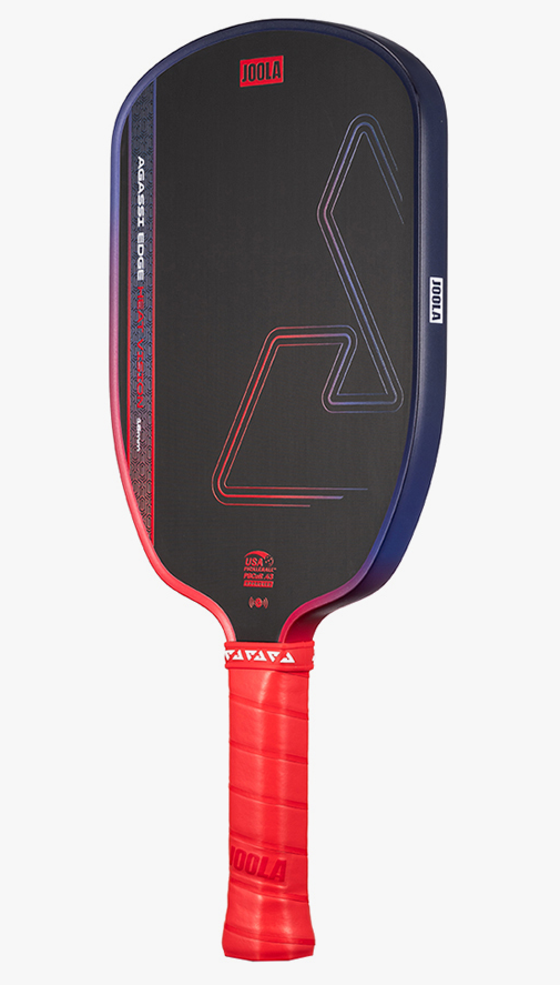 JOOLA Agassi Edge Heat Vision 16mm in Ignite Blaze Red, angled view