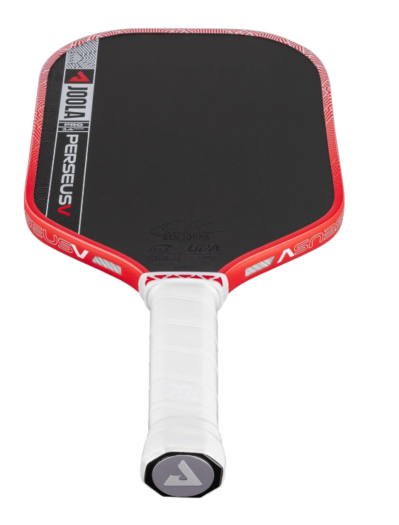 JOOLA Perseus Pro V Blaze Red 14mm handle view